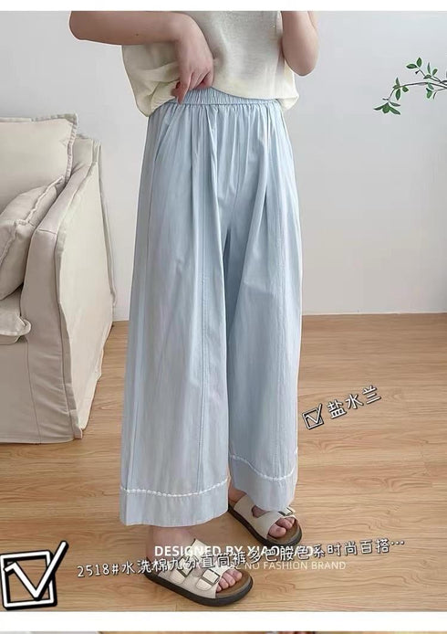 WANWAN Wide Leg Lace Border Trousers